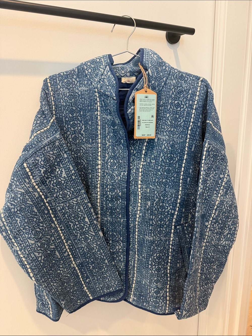 Faherty Blue Patterned Quilted Puffer Jacket